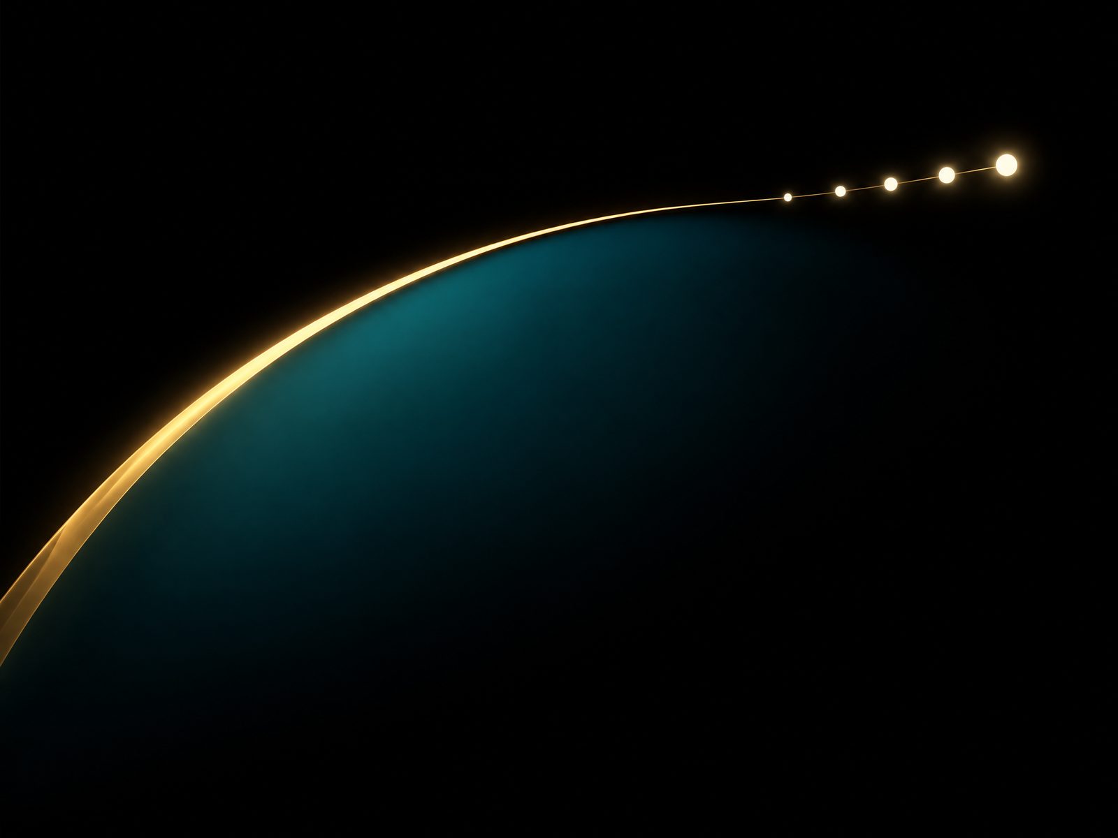 Abstract luminous arc representing momentum around an event moment