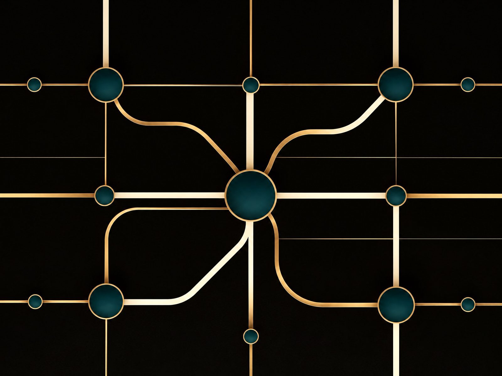 Abstract interlocking pathways representing a connected partner programme